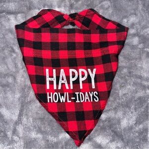 Plaid Holiday Pet Bandana - Red and Black